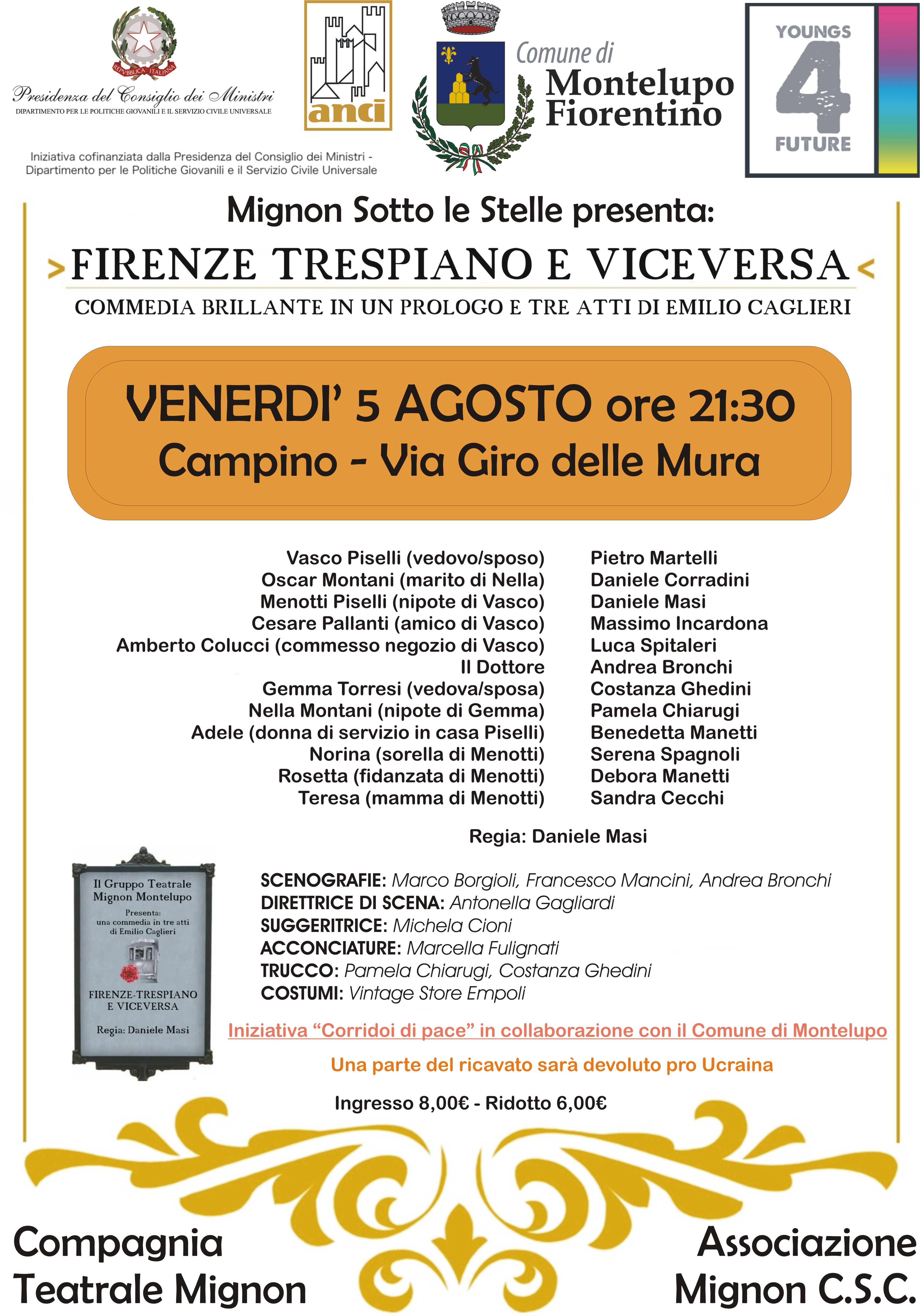 Spettacolo del 5 agosto 2022 – Firenze – Trespiano e Viceversa – 3 atti di Emilio Caglieri